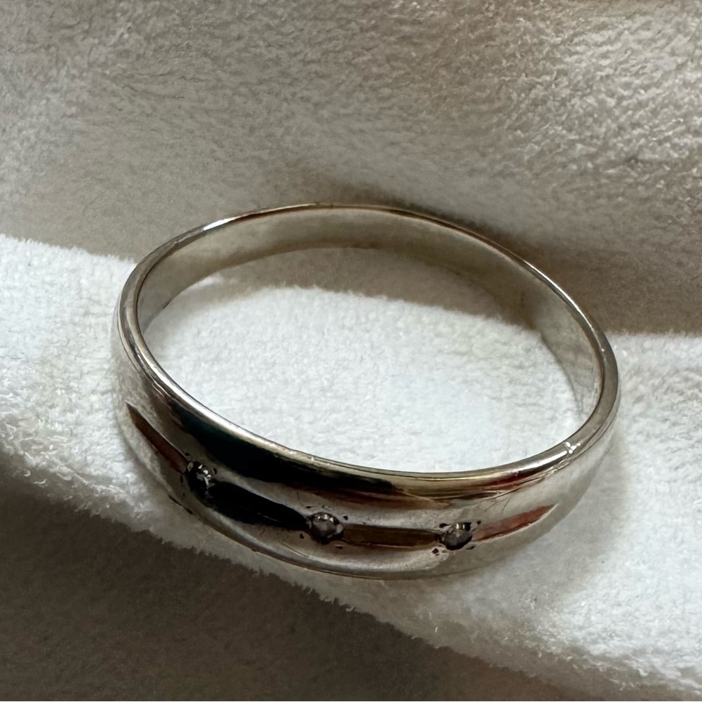 VINTAGE KEEPSAKE 14k WHITE GOLD MEN'S DIAMOND WEDDING BAND, Size 12